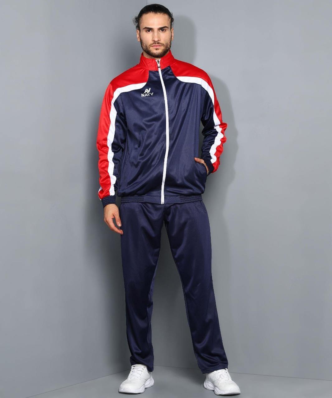 Mens Polyester Color Block Full Sleeves Track Suit- Brand Kiosk Store