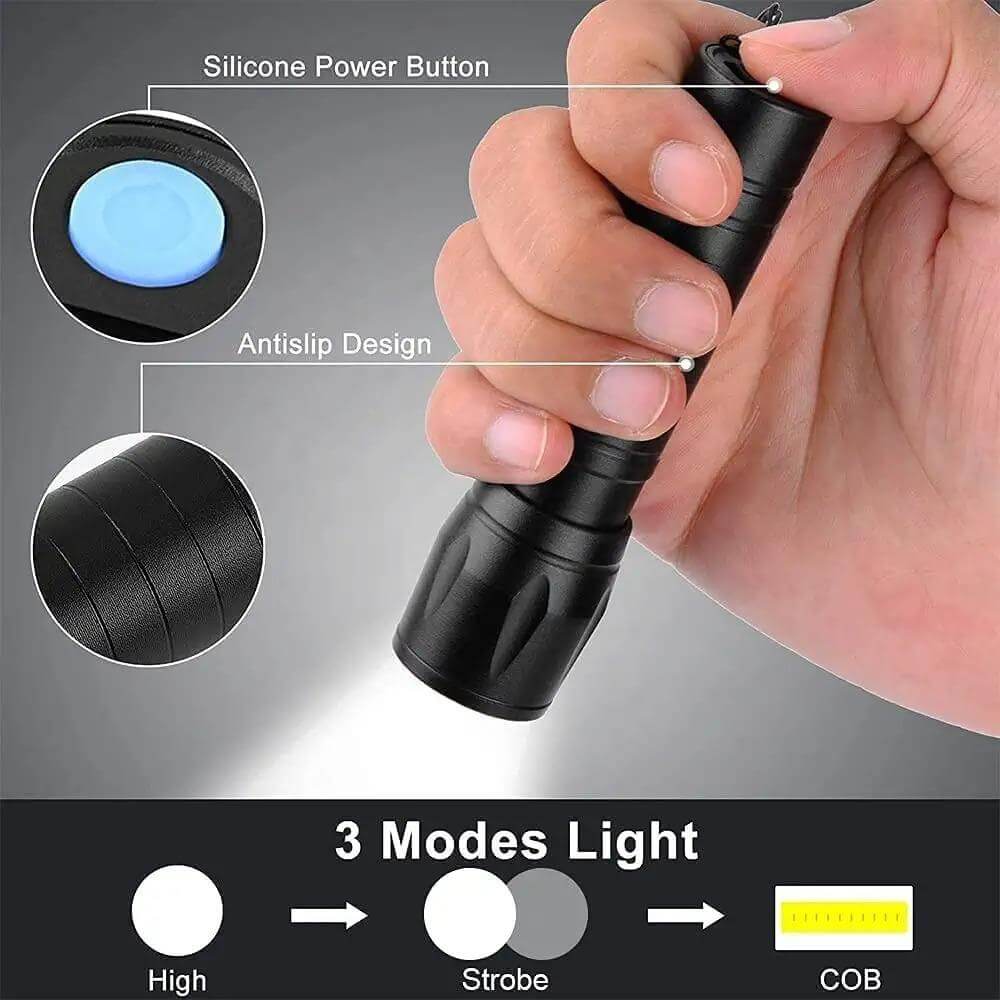 Electric Pocket Torch Plastic Rechargeable Flashlight with Hanging Rope- Brand Kiosk Store