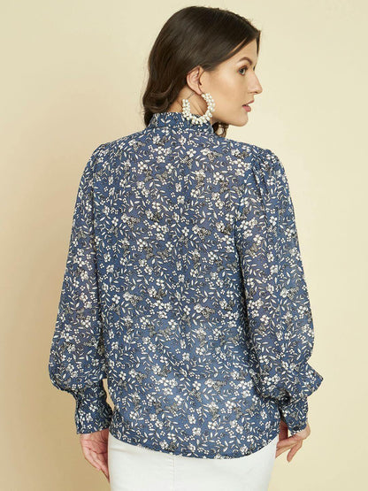 TRRENDARREST Blue Floral Printed Shirt- Brand Kiosk Store