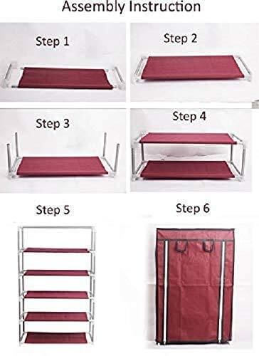 Shoe Rack Stand- 4 Layer Steel Tube And Plastic Dustproof & Damp-proof Portable Collapsible Shoe Rack Stand(6 Shelves)- Brand Kiosk Store