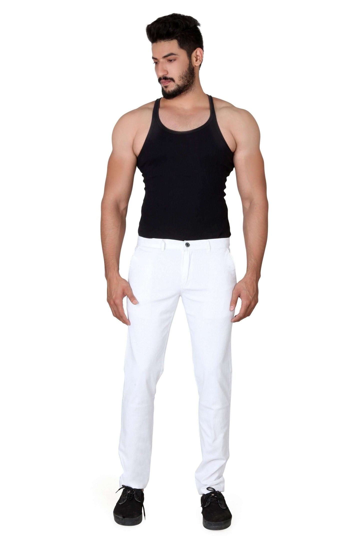 Cotton Solid Slim Fit Casual Trouser- Brand Kiosk Store