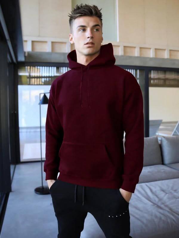 Cotton Solid Full Sleeves Mens Hoodie- Brand Kiosk Store