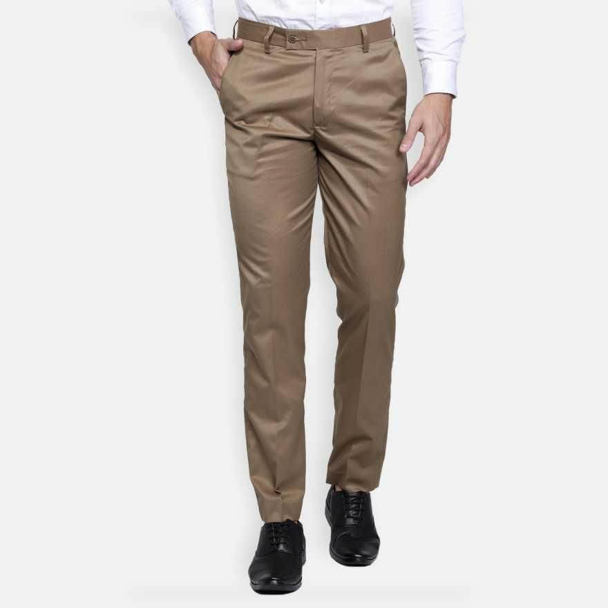 Lycra Blend Solid Regular Fit Mens Formal Trousers- Brand Kiosk Store