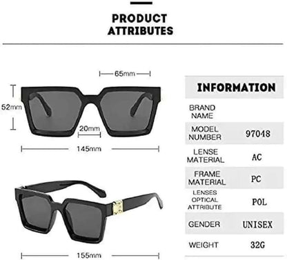 UV Protection Over-sized Sunglasses (60) (For Men & Women, Black, Black)- Brand Kiosk Store