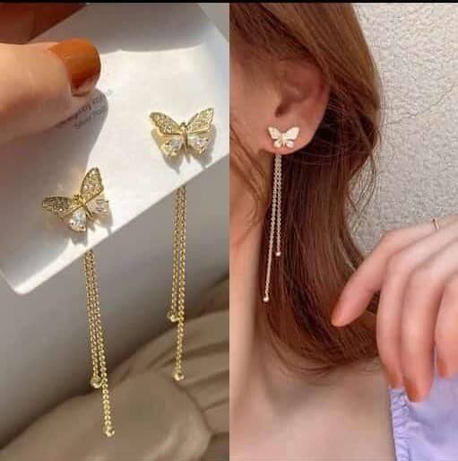 AVR JEWELS New Trendy Long Tassel Butterfly Drop Earrings Gold Color 2022 Modern Women Hanging Earrings Summer Jewelry Girls Party Gift- Brand Kiosk Store