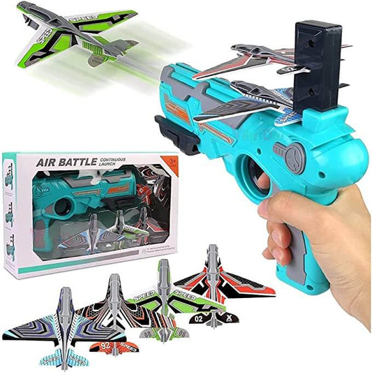 Airplane Launcher Toy Catapult Aircrafts Gun with 4 Foam Planes- Brand Kiosk Store