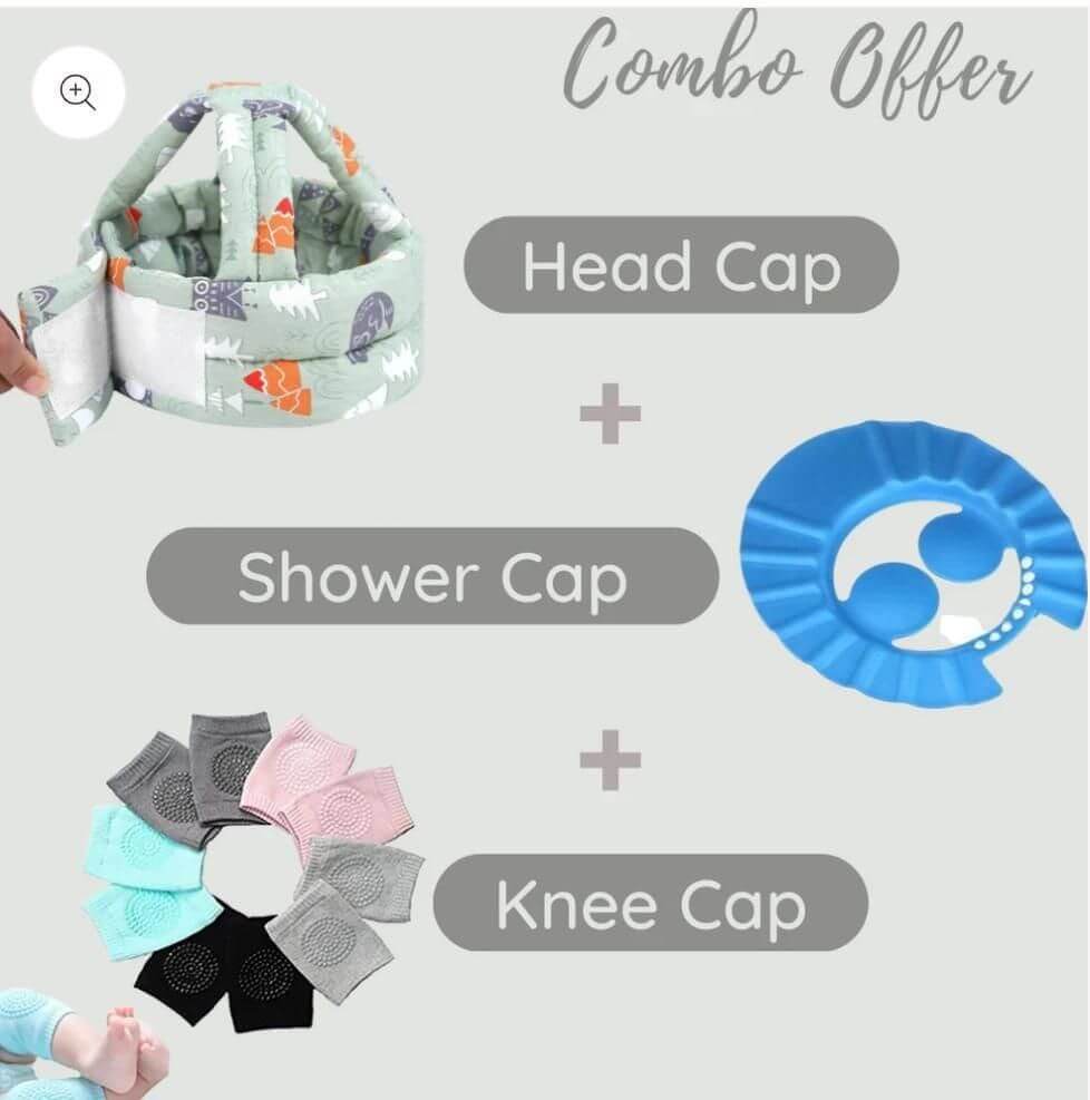 Combo of Head Cap Shower Cap, Knee Cap- Brand Kiosk Store