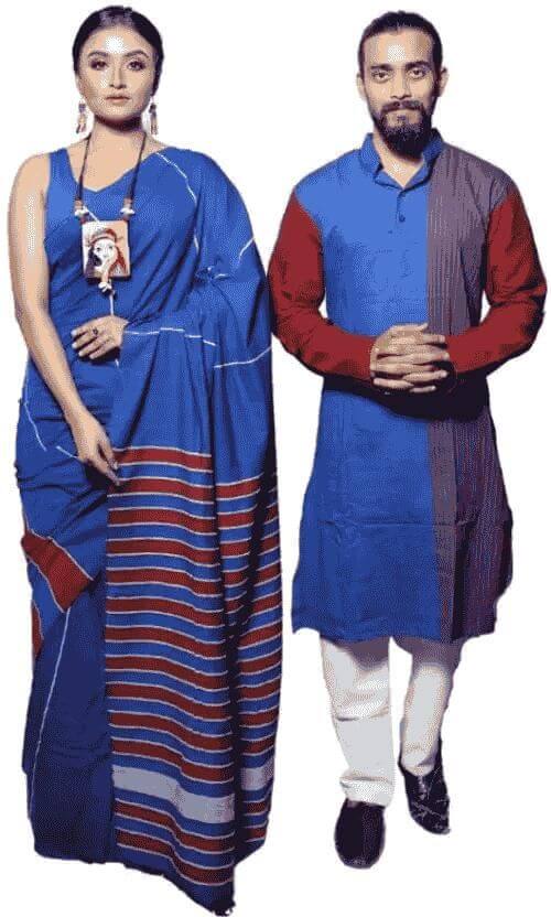 Combo of Men & Women's Khadi Cotton Kurta & Saree Set- Brand Kiosk Store