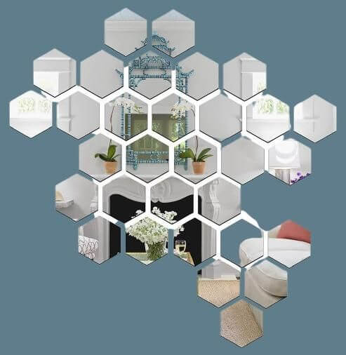 3D Acrylic Hexagon Mirror Wall Stickers(Set of 12)- Brand Kiosk Store