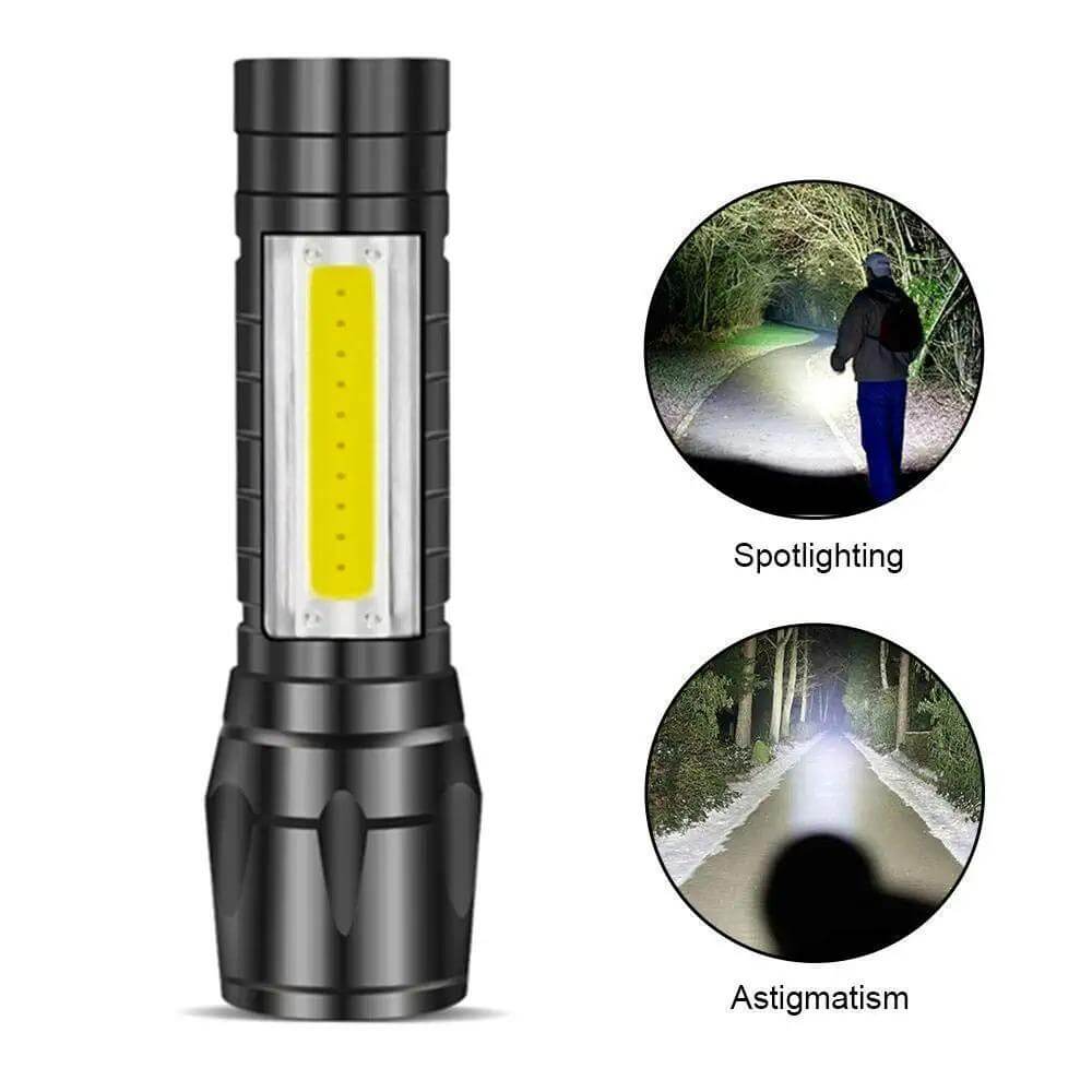 Electric Pocket Torch Plastic Rechargeable Flashlight with Hanging Rope- Brand Kiosk Store