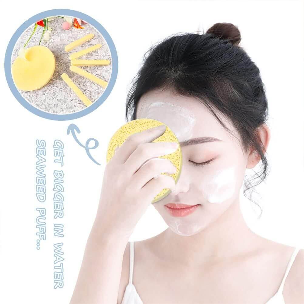 12 PCS Compressed Facial Sponge, Face Cleansing Sponges with Storage Container- Brand Kiosk Store