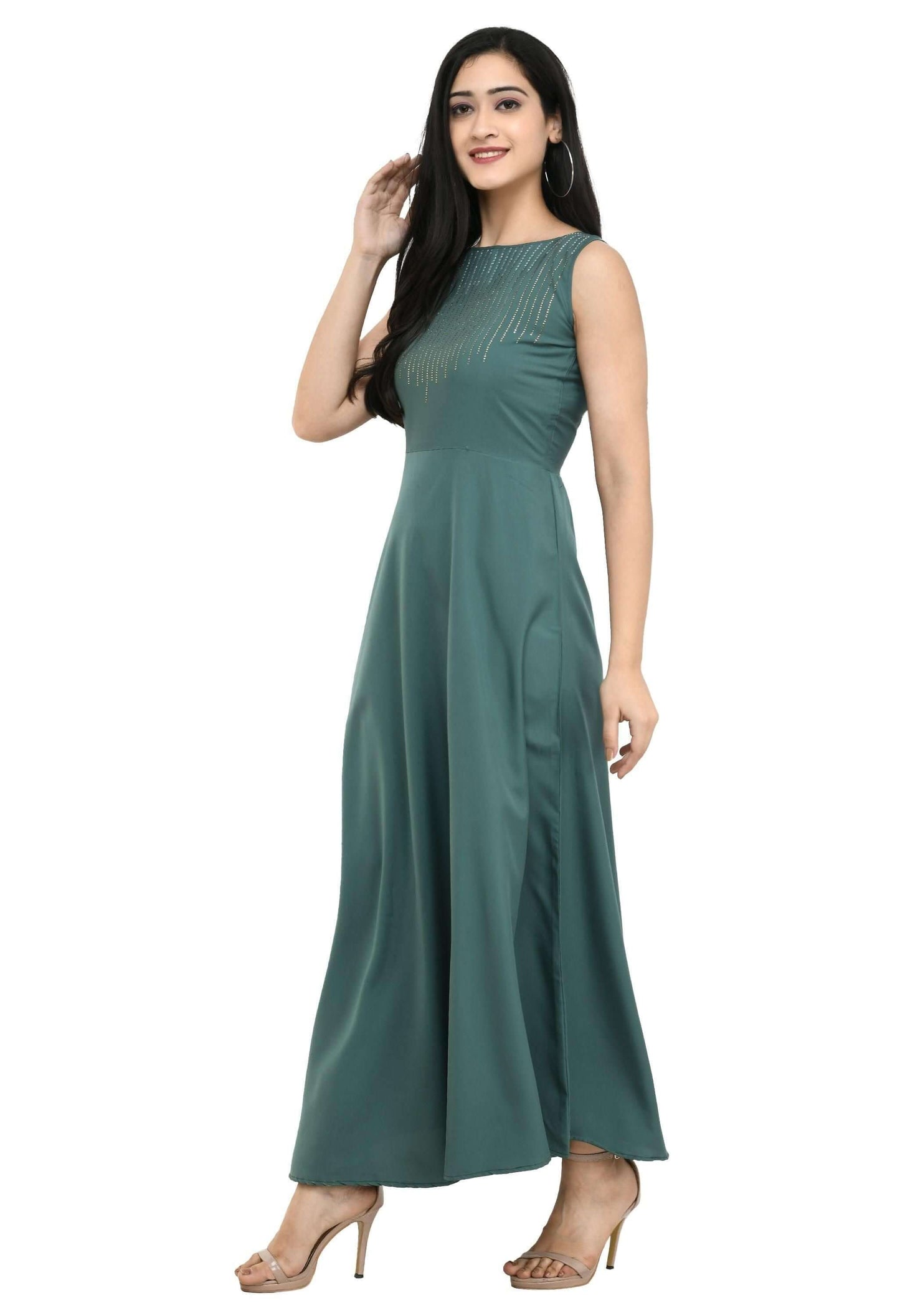 Women's Polyester Solid Maxi Dress- Brand Kiosk Store