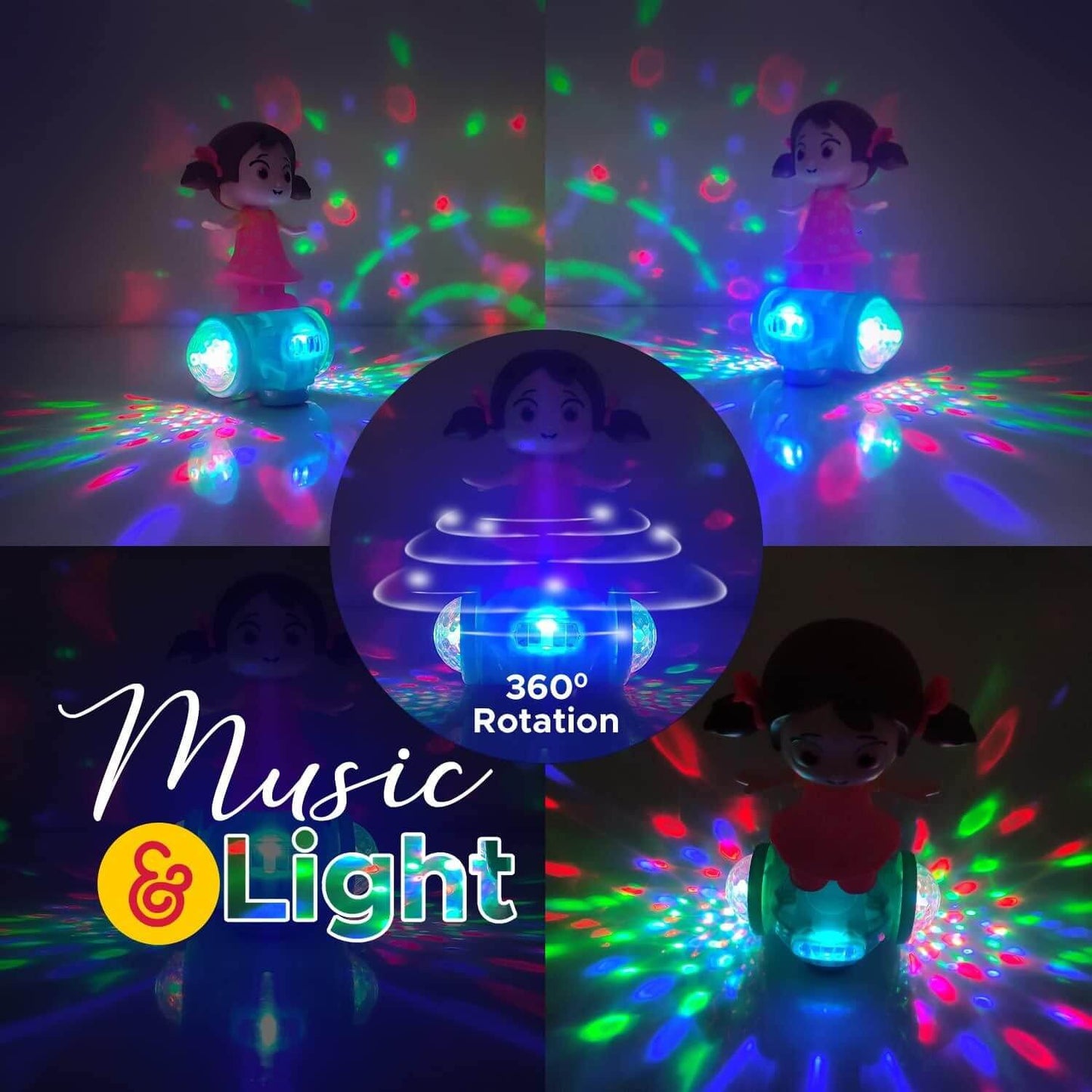 360 Degree Rotating Musical Dancing Girl with 5D Light & Musical Sound Multicolor- Brand Kiosk Store