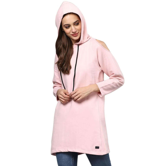 Campus Sutra Women's Solid Open Stylish A-Line Winter Sweatshirts- Brand Kiosk Store