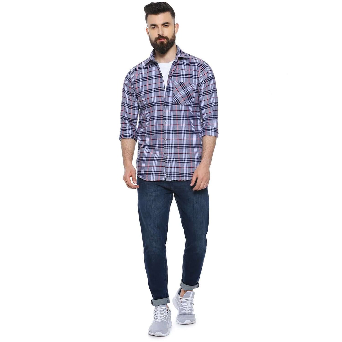 Campus Sutra Cotton Blend Checkered Full Sleeves Casual Shirt- Brand Kiosk Store