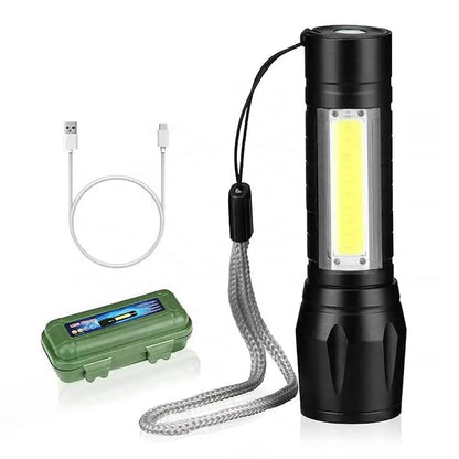 Electric Pocket Torch Plastic Rechargeable Flashlight with Hanging Rope- Brand Kiosk Store