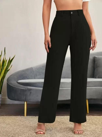 Elegant Pista & Black Lycra Pants Solid Trousers Combo For Women- Brand Kiosk Store