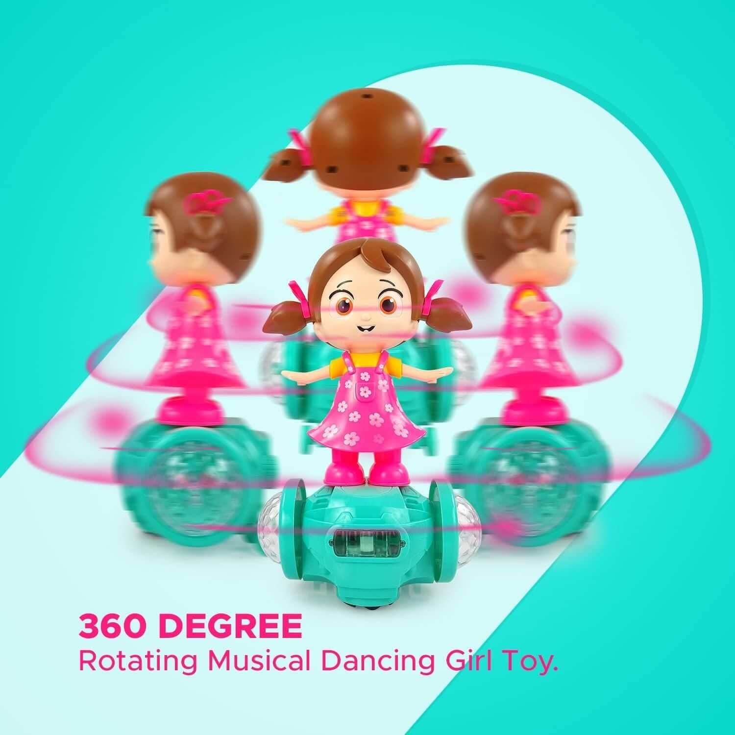 360 Degree Rotating Musical Dancing Girl with 5D Light & Musical Sound Multicolor- Brand Kiosk Store