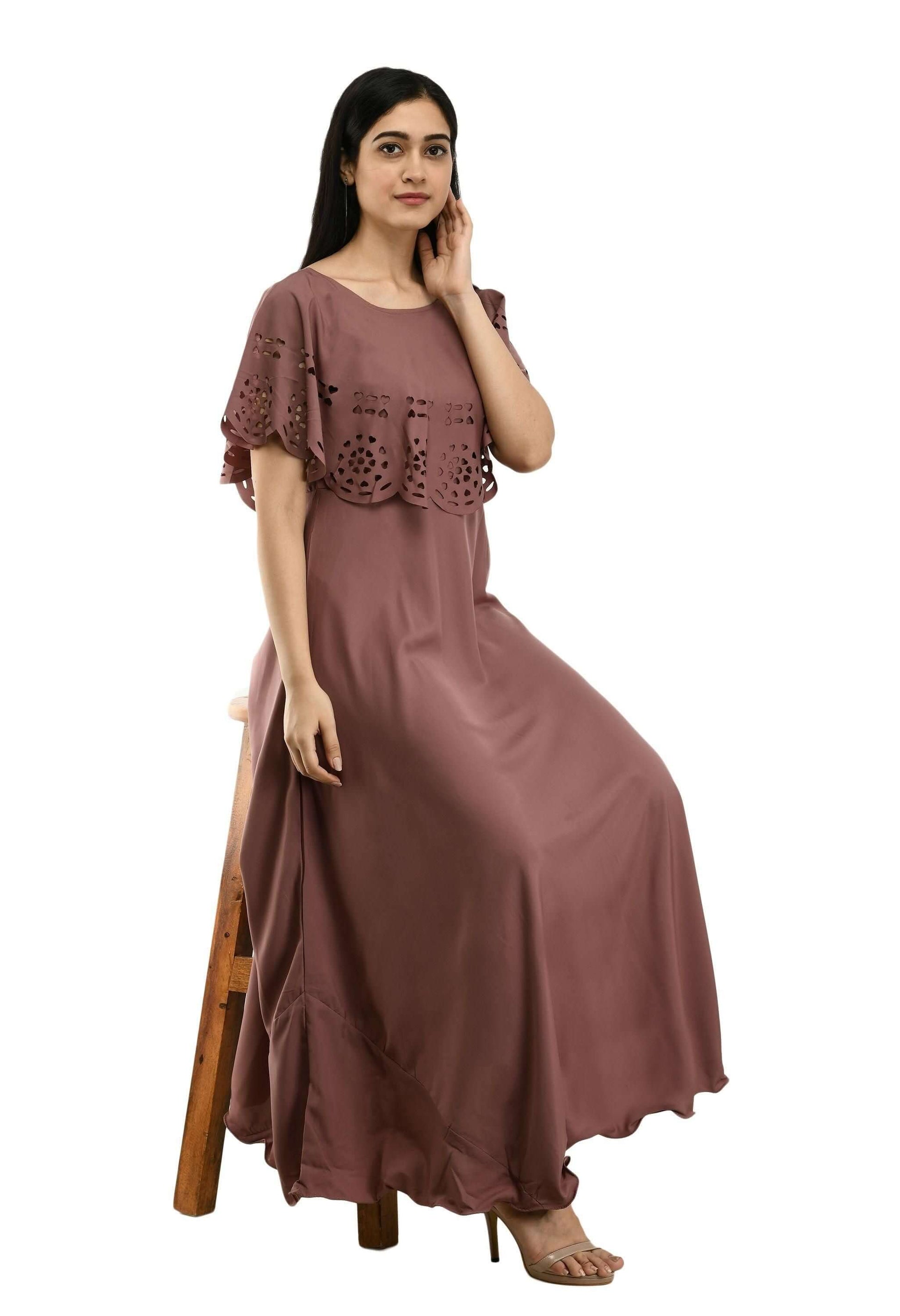 Women's Polyester Solid Maxi Dress- Brand Kiosk Store